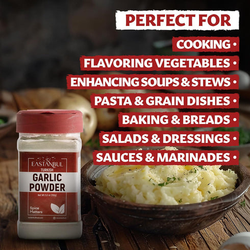 5.3oz, 100% Eastanbul Fine Garlic Powder, Premium Turkish Garlic Powder Fine, Natural, Finely Ground Non-Granulated