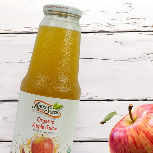 33.8 Oz (6 Pack) Anna and Sarah Organic Apple Juice - Glass Bottle No Sugar, No Artificial Colors, No Preservatives, No