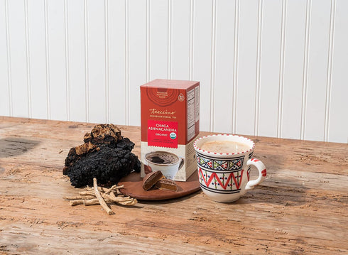 25 5.3 oz (150 Teeccino Organic Mushroom Herbal Tea, Chaga Ashwagandha, Butterscotch Cream, Caffeine Free, Tea Bags, g)
