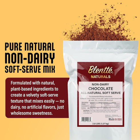 Frozen Frozen 2.8 lbs Blentte - Non-Dairy Chocolate Soft Serve Mix Vegan Ice Cream Base for Yogurt, Gelato & Dessert