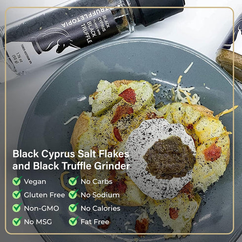 1.76 Oz (Pack 2) Truffletopia | Black Cyprus Salt and Black Truffle Grinder with Real Truffles |