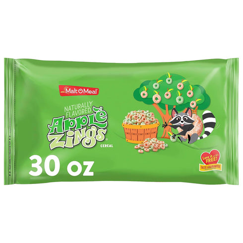 Malt-O-Meal Apple Zings Breakfast Cereal, Apple and Cinnamon Cereal Rings, Large Cereal