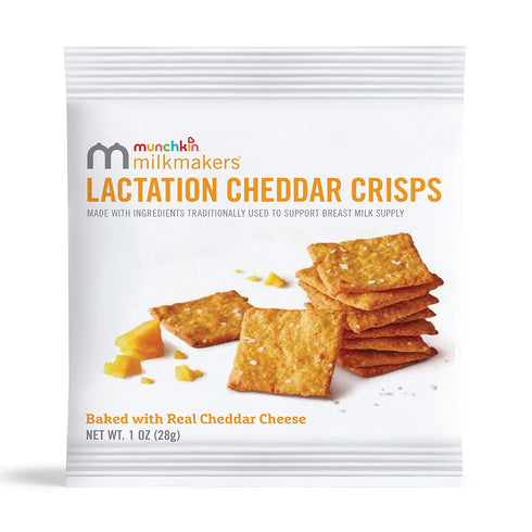 6 Count Munchkin Milkmakers Lactation Cheddar Crisps for Breastfeeding Moms with Oats and Flax