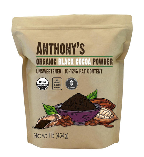 Anthony's Organic Black Cocoa Powder, 1 lb, Unsweetened, Dutch Processed, Gluten Free,