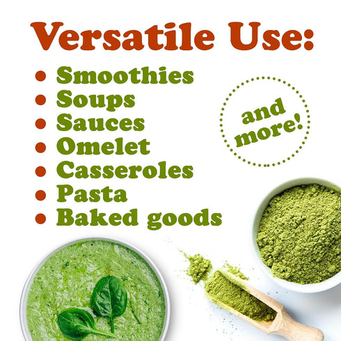 4 Food to Live - Spinach Powder, Ounces Finely Ground Dehydrated Leaves, Pure, Vegan, Kosher, Bulk. Source of Fiber