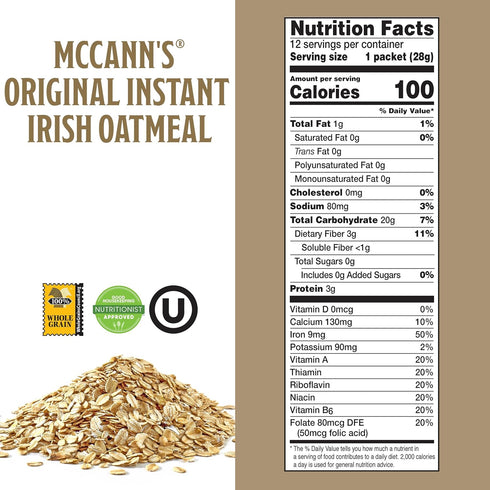 12 Packets McCann's Instant Irish Oatmeal, Regular