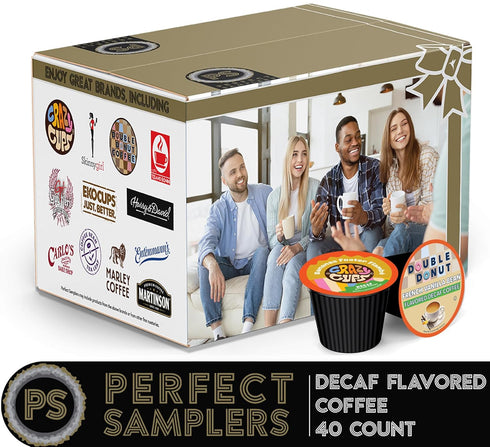 Pack 40 Count, Sampler(Pack 1) Crazy Cups Flavored Decaf Coffee Pods Variety Compatible with Keurig K Cups Brewers