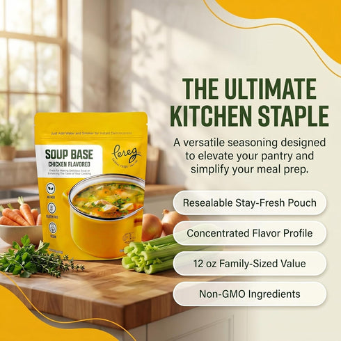 12 oz (3 Pack) Pereg Chicken Flavored Soup Base, | Vegan, Gluten-Free, No MSG | All-Natural Dry Broth Mix for Soups