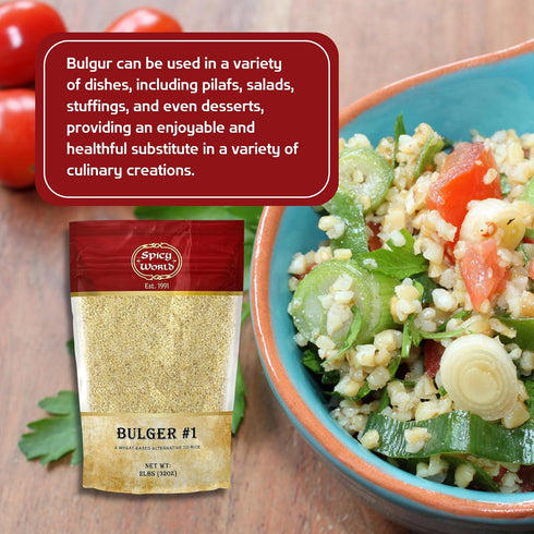 Spicy World #1, 2 LB (32oz) 100% Bulgur Cracked Wheat Fine Bag | USA Grown Bulgar Wheat for Tabouleh | Natural & Pure |