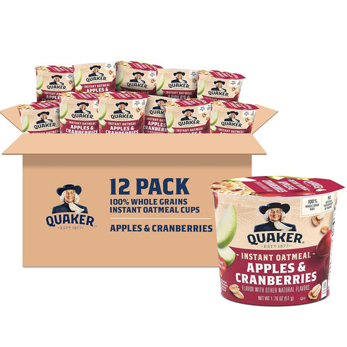 Quaker Instant Oatmeal Instant Oats Express, Apple Cranberry, 1.79 Ounce (Pack of