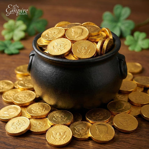 Empire Delights 100 Count Chocolate Gold Coins Foil Wrapped Milk Chocolate Candy St. Patricks Day, Party Favors