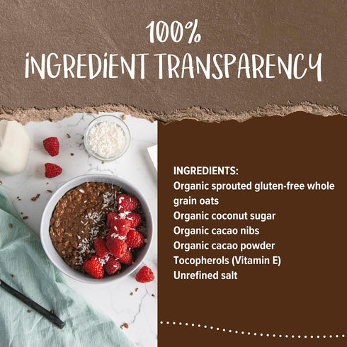 18oz, Pack 6 One Degree Organic Foods Gluten Free Sprouted Cacao Nib Instant Oatmeal