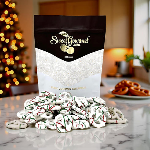1 SweetGourmet Yogurt Covered Holiday Drizzle Pretzels | Seasonal Candy | Pound