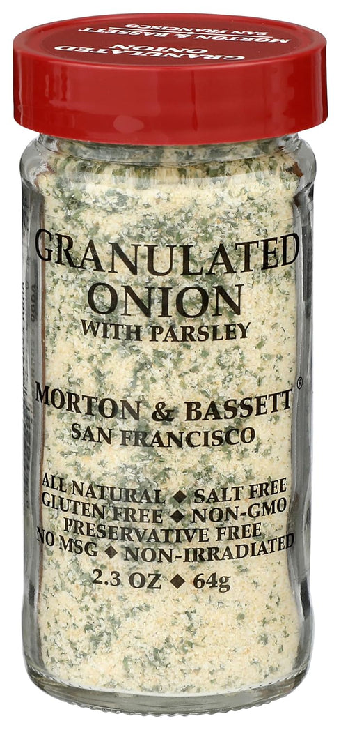 Morton & Bassett Granulated Onion with Parsley, 2.3oz Salt-Free, Non-GMO, Herb Blend,