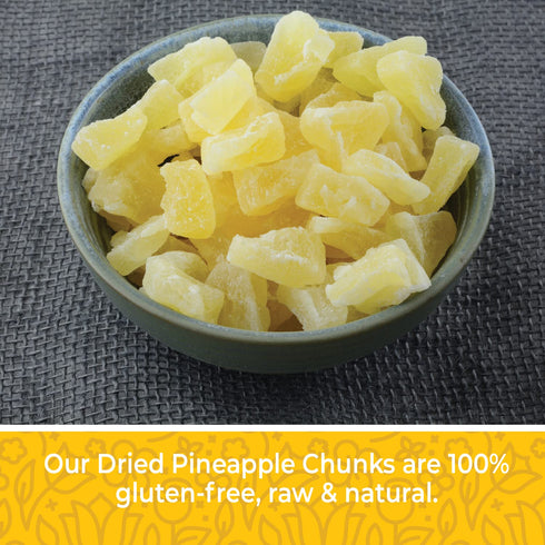 1 16 oz. Herbaila Dried Pineapple Chunks, Pound. Dehydrated Pineapple Chunk, Dehydrated Pineapple Bulk, Dried Pineapple