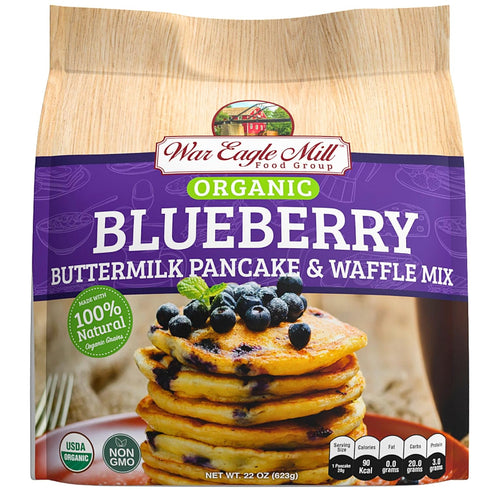 22 oz (Pack 2) War Eagle Mill Organic Blueberry Buttermilk Pancake & Waffle Mix, Bag