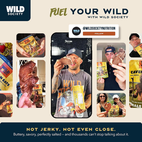 95g 2 (5oz) Wild Society - Caveman Eats - Grass Fed Ribeye Steak Slices - Protein - Only Steak & Salt - Ingredients