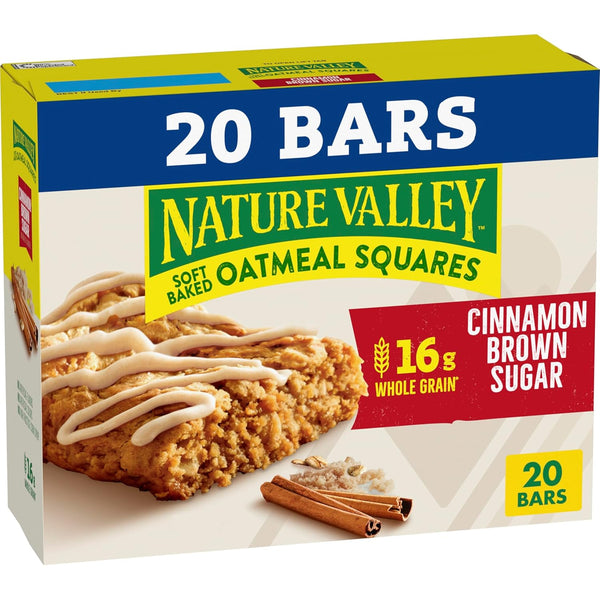 Nature Valley Soft Baked Oatmeal Squares, Cinnamon Brown Sugar, 20 Bars, 24.8