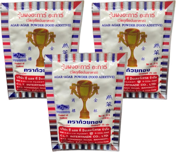 Agar Agar Powder - Thai Thailand Asian International Food 25g x 3 Packets