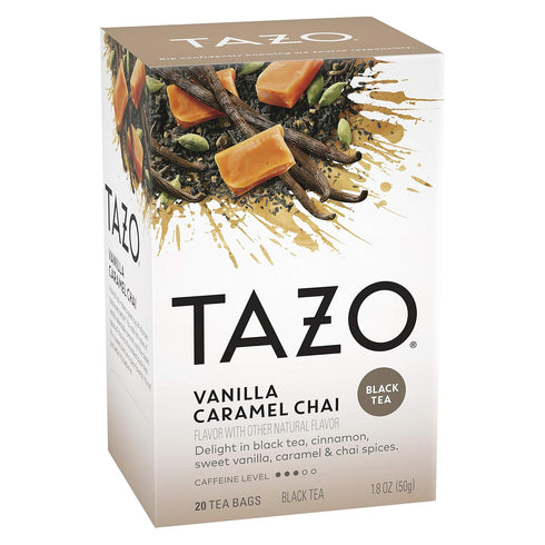 120 (20ct Pack 6) TAZO Chai Tea Bags, Vanilla Caramel Chai, Caffeinated tea, Total Bags