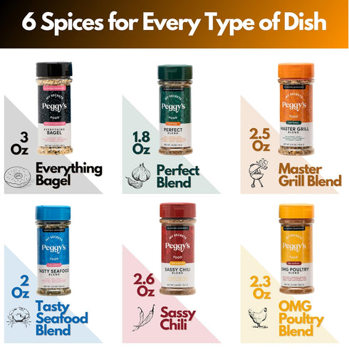 Pack Set 6 Set Set My Secrets Peggys Food Spice It Up Seasoning Jars of Ultimate Kitchen for Grilling Roasting