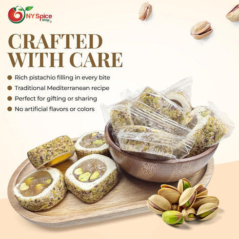 Malban 5 Malban NY Spice Shop Pistachio Kashta Roll - Pound Traditional Fruit & Nut Candy with Dried Pistachio Kashta