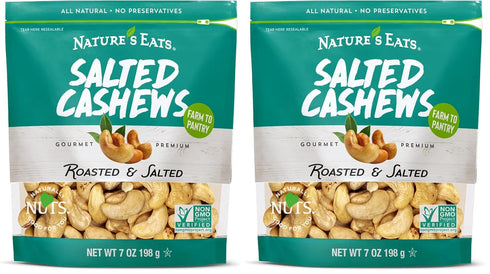 Nature's Eats Cashews Roasted Salted, 7 Oz (Pack of 2)