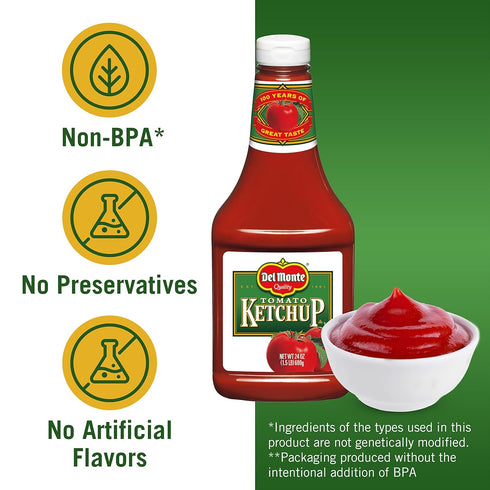 24 oz. Del Monte's Classic Tomato Ketchup, The Perfect Blend of Sweet and Tangy in a Convenient Family Sized Bottle