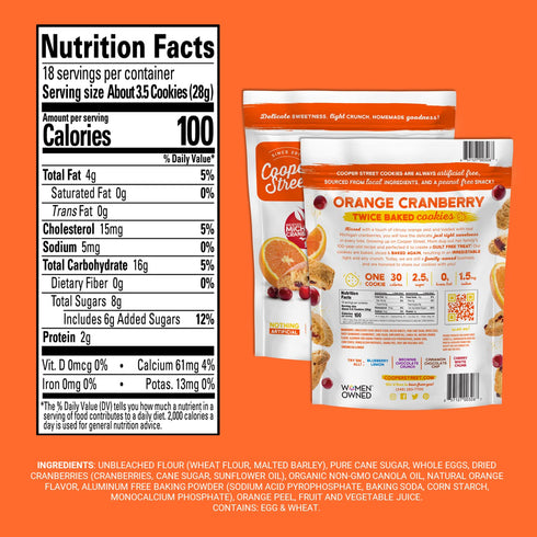 18oz 1 Pack Cooper Street Italian Biscotti Cookies - Twice Baked Biscotti Style Cookie Biscuits in Delicious Orange