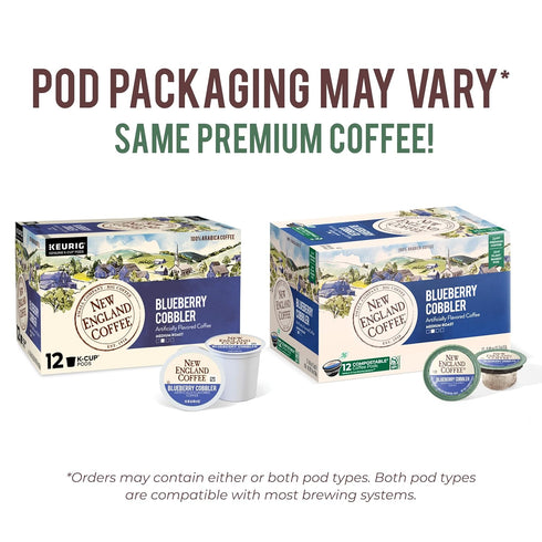 New England Coffee Blueberry Cobbler Medium Roast Single Serve Pods, 12ct Box (Pack of 1)