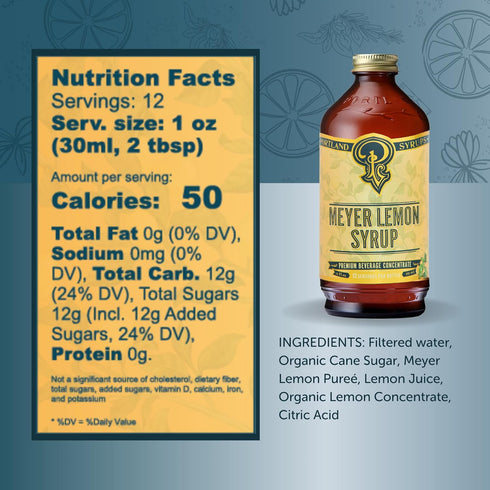 12 oz 12 (Pack 2) Portland Syrups Meyer Lemon Syrup - Premium Beverage Concentrate for Delicious Cocktails, Tea, Soda