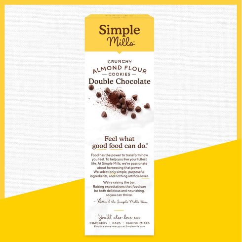 3 Count (Packaging Simple Mills Almond Flour Double Chocolate Chip Cookies, Gluten Free and Delicious Crunchy Cookies