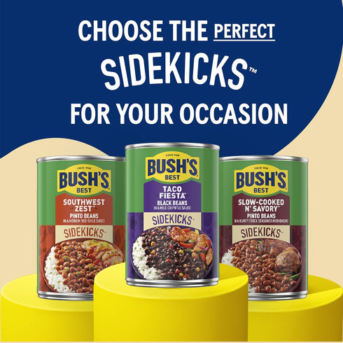 15.1 oz (Pack 12) BUSH'S BEST Canned Taco Fiesta Black Beans, Source of Protein and Fiber, Low Fat, Gluten Free