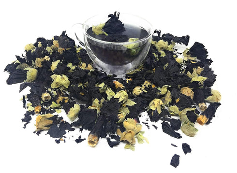 Black Mallow Flower Buds, 0.52oz / 15g - Mesmerizing Black from Germany, Beautiful Eye-catcher for Tea, Salads, and