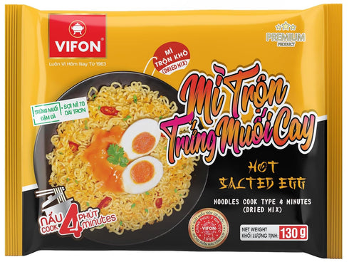 VIFON Mixed Salted Egg Instant Noodles, Hot Flavor (M Trn Trng Mui