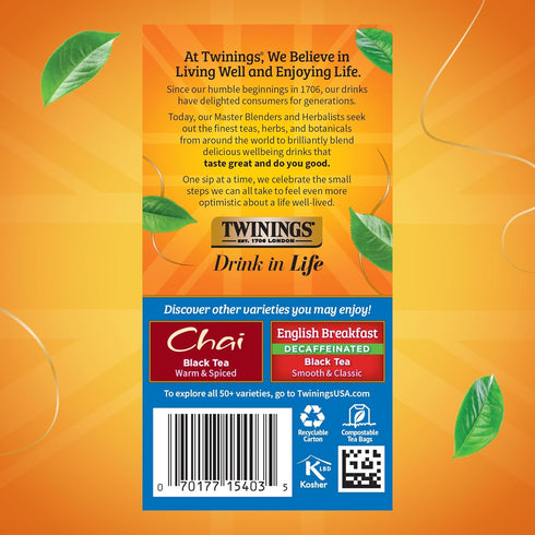 Pack 20 Count (Pack 6), 120 Twinings Variety Black Tea Bags, of Includes English Breakfast, Early Grey, Irish