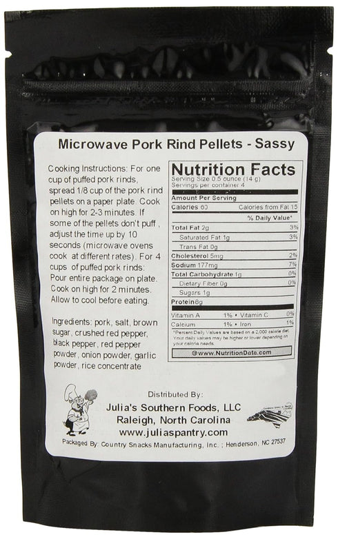 Chef Piggy Tail 2 Microwave Pork Puffies Pork Rinds, Sassy, Ounce