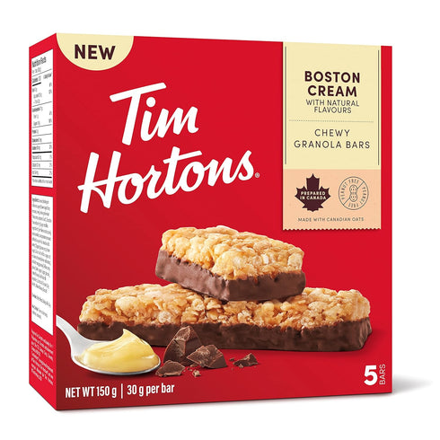 Tim Hortons Boston Cream Granola Bars, Peanut Free, 5 Count, 150g/5.25 oz.