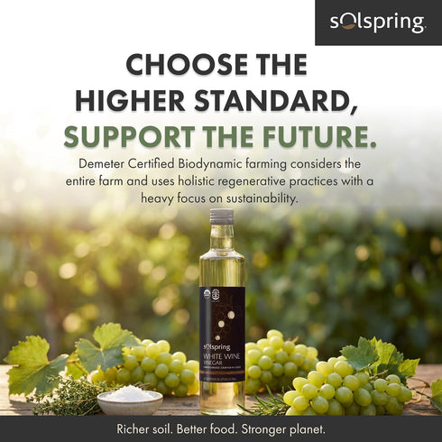 16.9 Oz. (33 Dr. Mercola Solspring White Wine Vinegar - Biodynamic Organic Vinegar - Crafted from Roditis & Savatiano