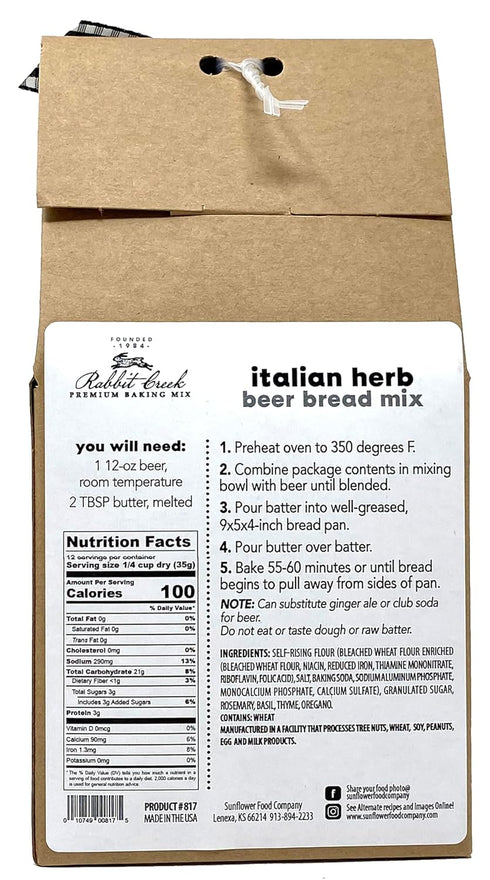 Rabbit Creek Beer Bread Mix Variety Pack of 2 – Classic and Italian Herb Beer Bread Mix, Easy to Make