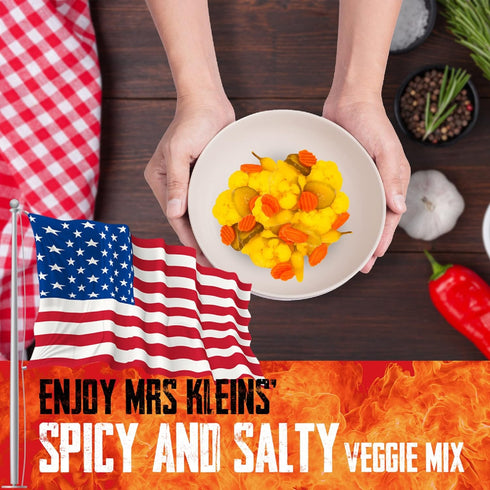 1 1945 SO HOT MIX - Spicy Pickled Cauliflower Florets, Carrots, Pickles & Yellow Hot Chilis | Vegan Snacks | Bulk