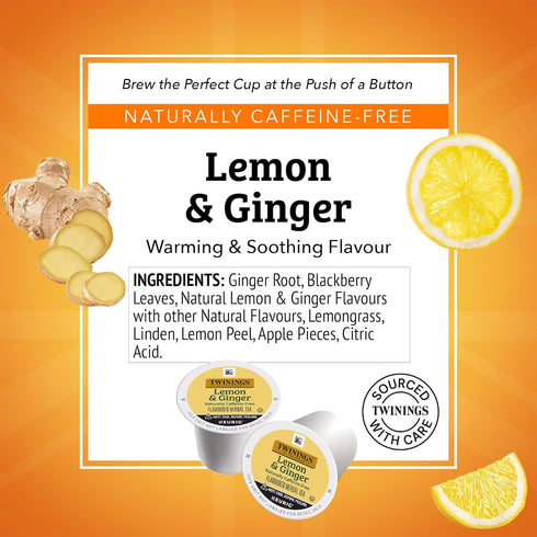 72 12 Count (Pack 6), Twinings Lemon & Ginger Herbal Tea K-Cup Pods for Keurig, of Tangy & Spicy, Naturally