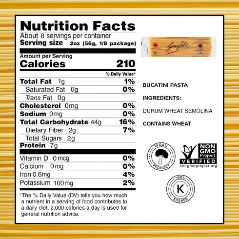 (2 pack) Garofalo Premium Durum Wheat Semolina Bucatini Pasta, Italian Made, Bronze-Drawn, Al-Dente, One-Ingredient