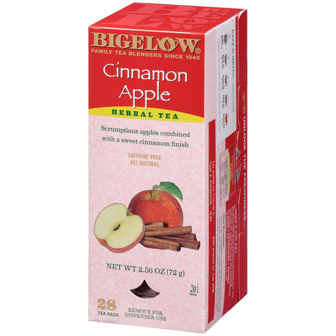 28-Count (Pack 1) Bigelow Cinnamon Apple Herbal Tea Bags Box of Cinnamon Apple Hibiscus Flavored Herbal Tea Bags All
