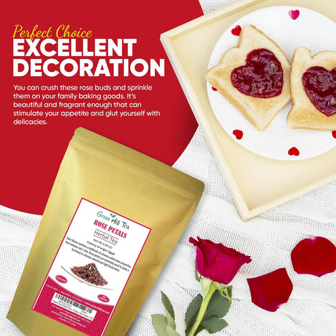 4 OZ Greenhilltea Premium Dried Rose Petals - Rose Tea - Edible Flowers for drinks, Baking, Desserts, Cocktails