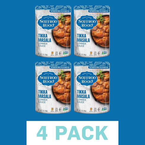 Simmer Simmer 7.0oz Pack 4 Saffron Road Tikka Masala Sauce | Globally Inspired Sauce | Gluten-free, Vegetarian