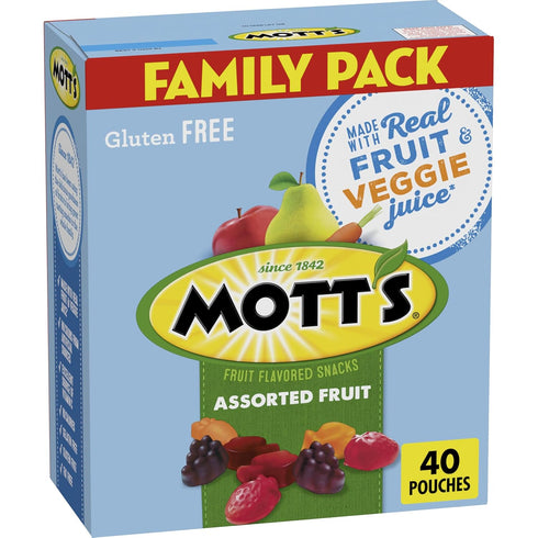 Mott's Assorted Fruit Snacks Family Pack, Gluten Free Gummies, Made with Fruit