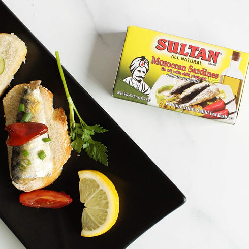 100% 4.37oz (Pack 10) Sultan Moroccan Season Sardines in Oil with Chili Peppers, All-Natural, High Protein, No