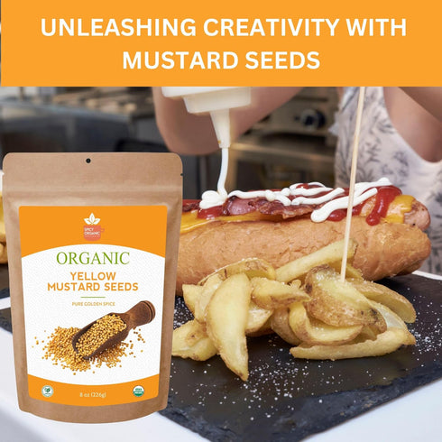 16oz (454G) Spicy Organic Yellow Mustard Seed Whole Seeds for Pickling, Spice Blends, Sauces & Cooking | USDA Organic