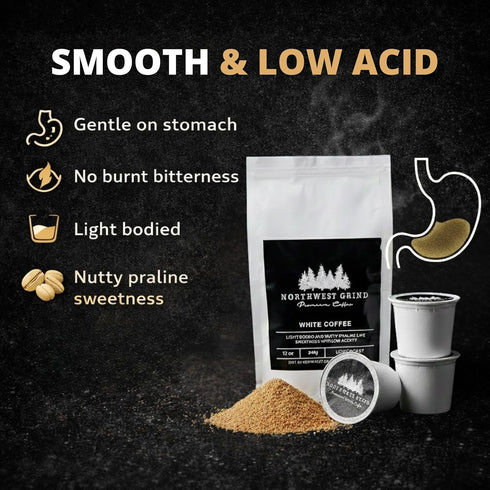 24 Count Northwest Grind White Coffee K-Cup Pods High Caffeine White Coffee, Smooth Low Acid Light Roast Coffee Pods